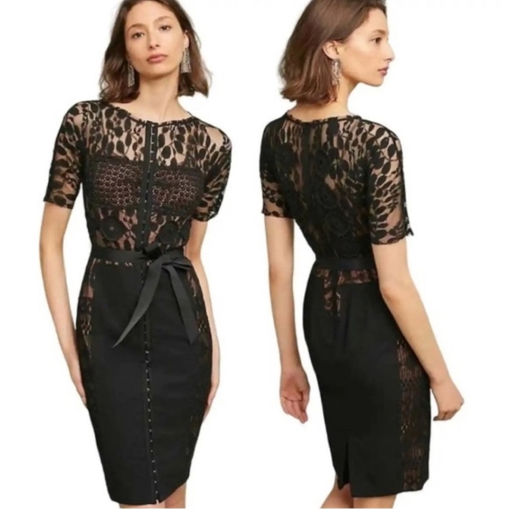 Beguile Byron Lars for Anthropologie Black Lace Carissima Sheath Dress - Picture 4 of 16